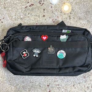 adidas Black Belt Bag with Colorful Pins